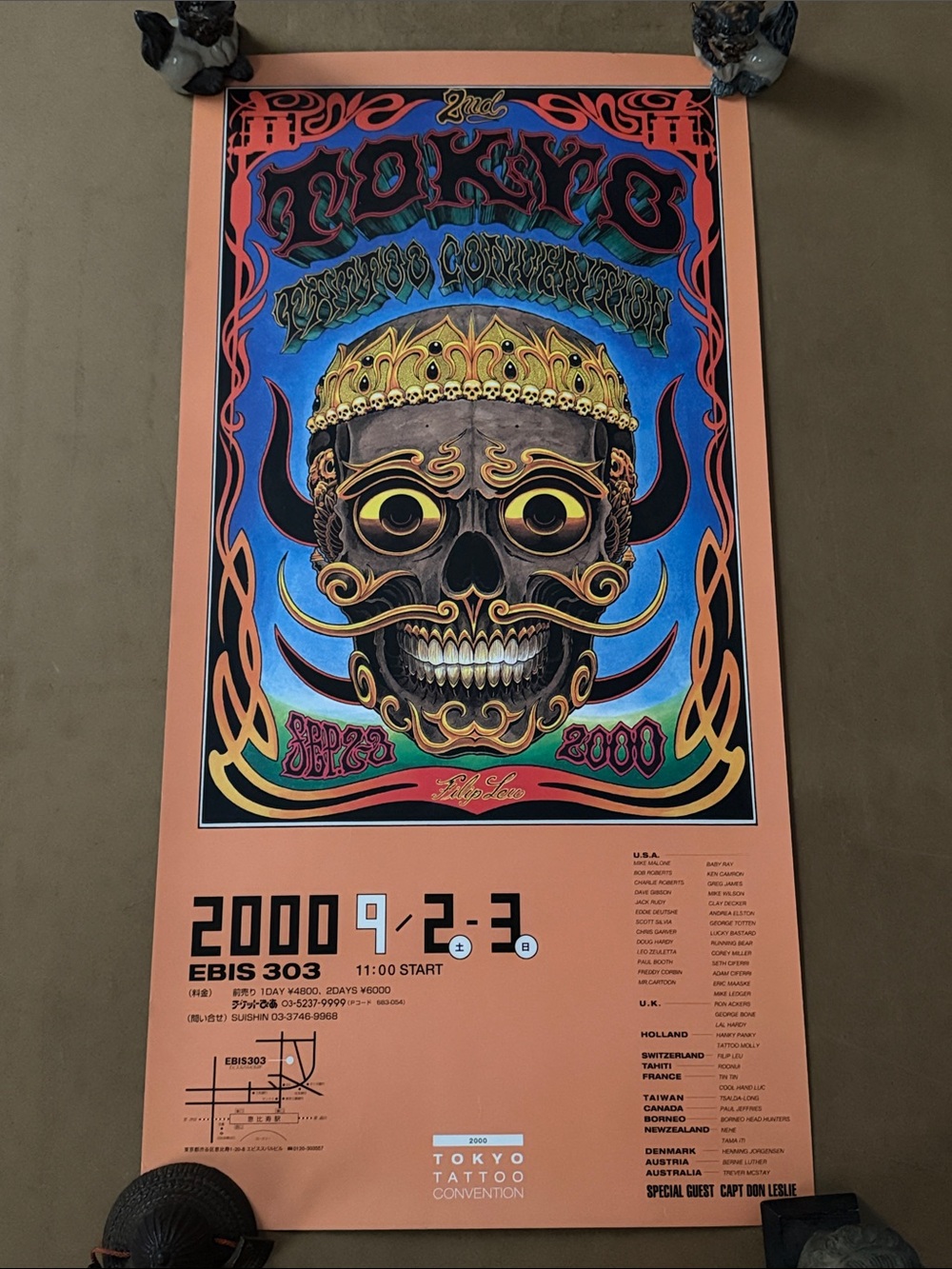 Tokyo Tattoo Convention 2000 Poster by FILIP LEU 28.75”x14.5”